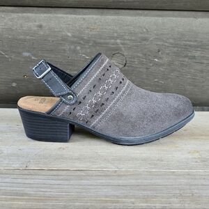 Earth Origins NEW!! Cady Bohemian Gray Suede, Block Heel Comfort Mule Clog 7M